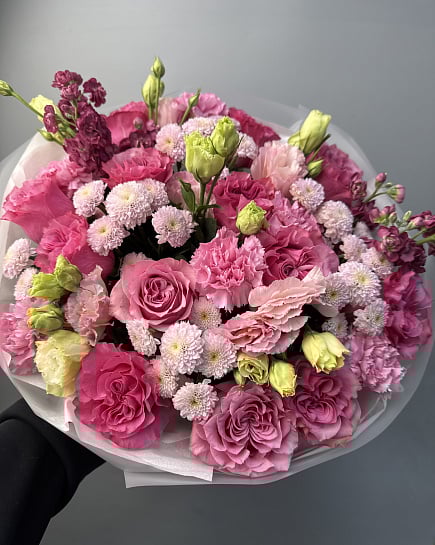 Розовое очарование с пионовидными розами с доставкой по Астане