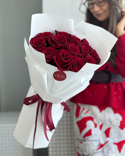 Моно букет из красных роз RED (13 шт) с доставкой по Астане