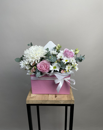 Bouquet of Delicate composition in a box-letter flowers delivered to Astana