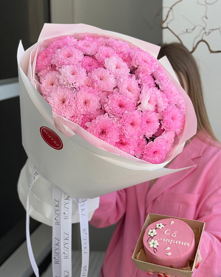 Combo of 9 chrysanthemums and bento “March 8” with delivery to Astana