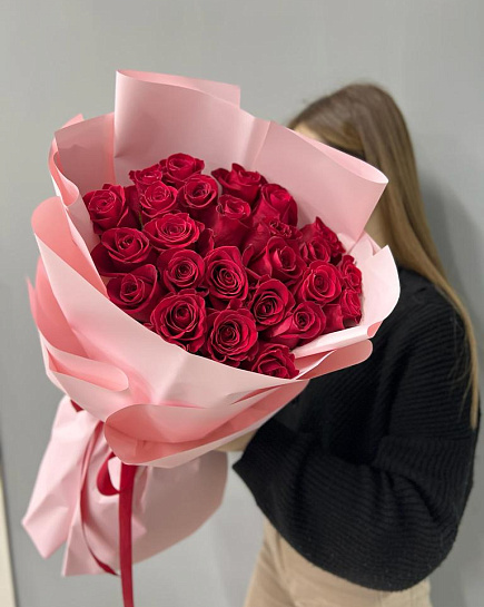 Bouquet of Bouquet of 25 red roses flowers delivered to Almaty