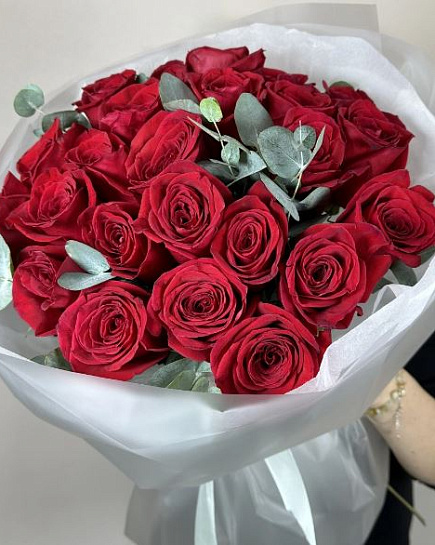 Bouquet of 25 red roses Ecuador with delivery to Almaty