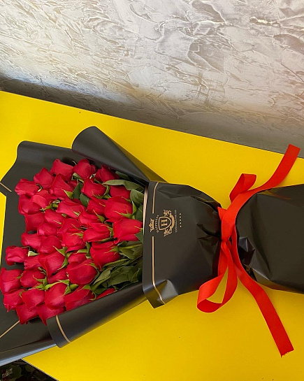 Bouquet of 51 high heart shaped roses flowers delivered to Taraz