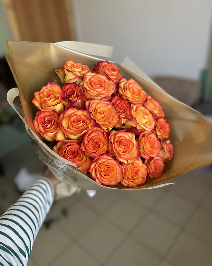 Bouquet of Orange sunset flowers delivered to Kostanay.