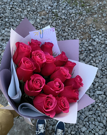 15 розовых роз  с доставкой по Уральске