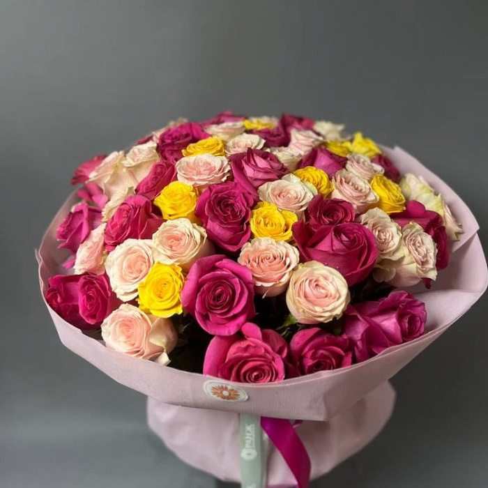 Bouquet of 65 Dutch mix roses