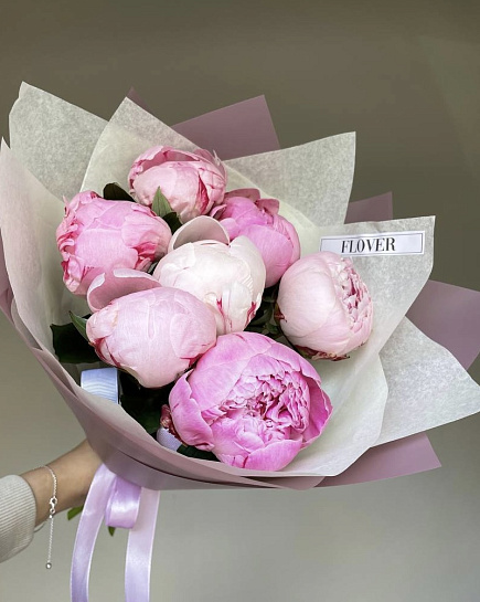 Bouquet of Bouquet of 7 pink peonies flowers delivered to Astana