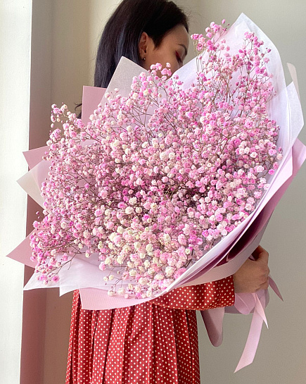Bouquet of Pink gypsophila 15 pcs flowers delivered to Almaty