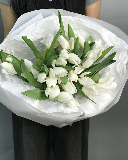 White tulips 25pcs with delivery to Astana