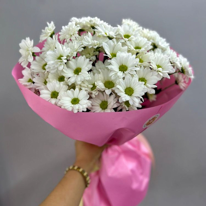 bouquet of 9 white chrysanthemums in Almaty