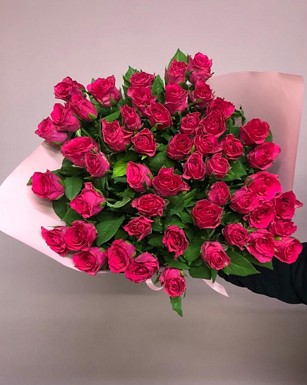 Bouquet of 51 crimson roses flowers delivered to Almaty