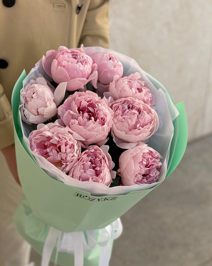 Bouquet of Bouquet of 9 peonies in a stylish package ☺️ flowers delivered to Astana