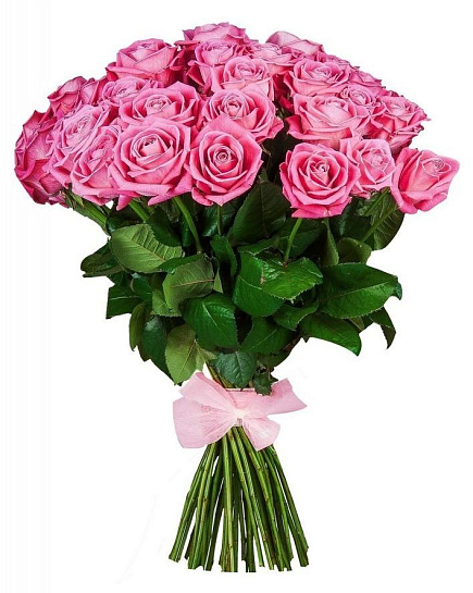 33 высоких элитных розовых розы с доставкой по Алматы
