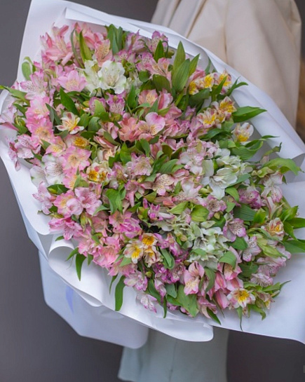 Bouquet of Pink cloud of delicate alstroemerias flowers delivered to Astana