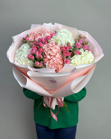 Bouquet of Hydrangea with bushes flowers delivered to Astana
