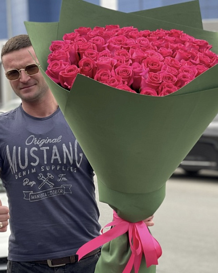 Bouquet of 51 high rose flowers delivered to Almaty