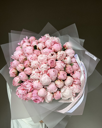 75 розовых пионов с доставкой по Астане