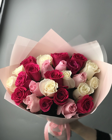 Bouquet of Monobouquet of 25 roses Assorted flowers delivered to Astana