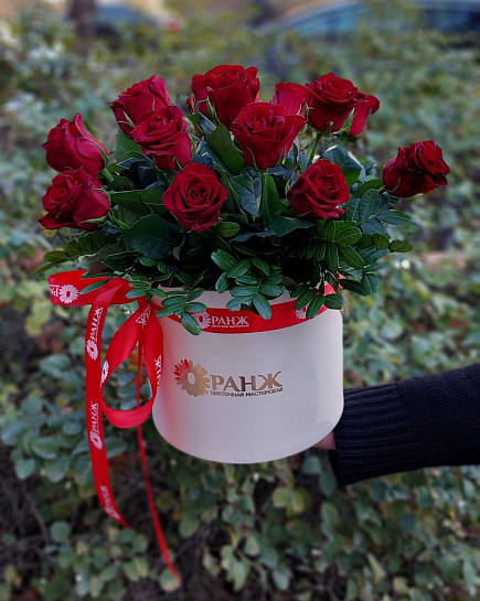 Bouquet of Red roses in a box flowers delivered to Almaty