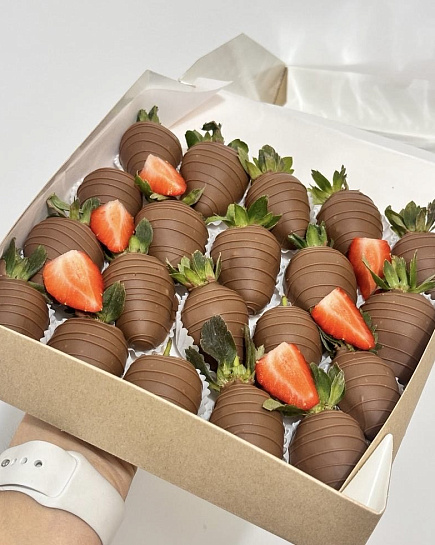 Bouquet of Mega set of Juicy strawberries in Belgian chocolate flowers delivered to Aktobe