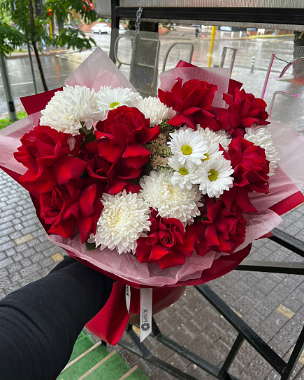 Bouquet of Red Love, White Tenderness flowers delivered to Almaty