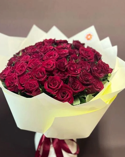 Bouquet of bouquet of 51 red roses flowers delivered to Almaty