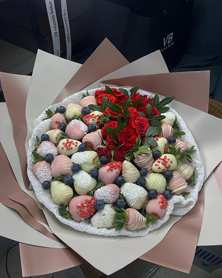 Bouquet of Strawberries in chocolate flowers delivered to Almaty