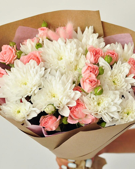 Bouquet of peach paradise flowers delivered to Almaty