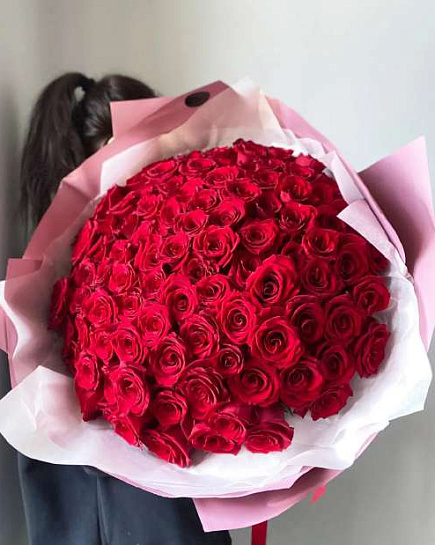 101 красная роза с доставкой по Алматы