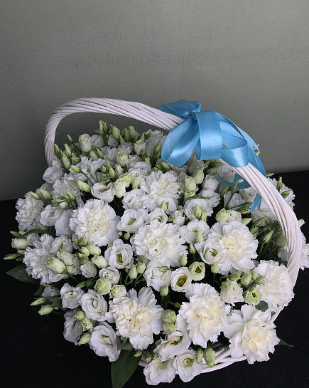 Bouquet of white basket flowers delivered to Astana