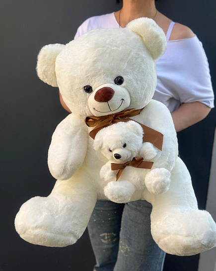 Bouquet of Teddy bear and cub flowers delivered to Almaty