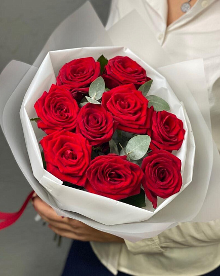 Bouquet of Bouquet of 9 red roses flowers delivered to Almaty