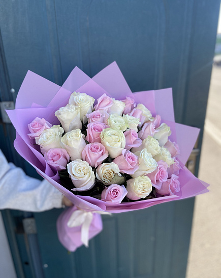 Bouquet of 33 rose mix flowers delivered to Kostanay.