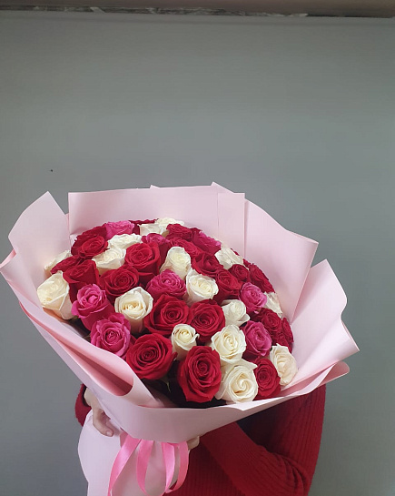 Bouquet of 51 rose mix flowers delivered to Almaty