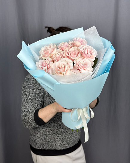 Bouquet of 9 French roses flowers delivered to Astana