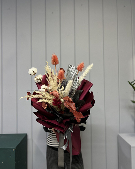 Bouquet of Bouquet of dried flowers (red) flowers delivered to Astana