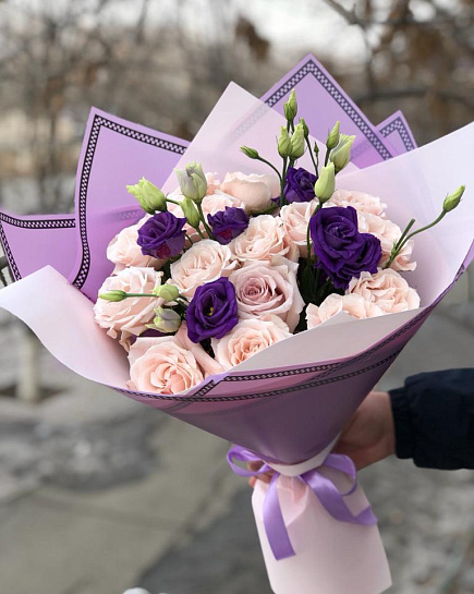 Сборный букет цветов "Сиреневый вайб" с доставкой по Астане
