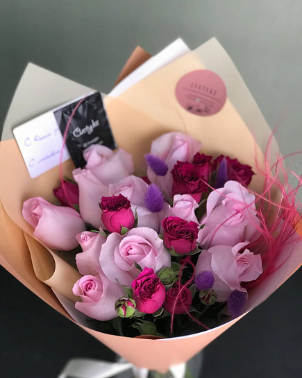 Сборный букет цветов "Сиреневый вайб" с доставкой по Астане
