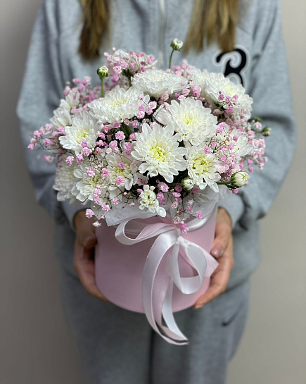 Bouquet of Gypsophila and chrysanthemum flowers delivered to Astana