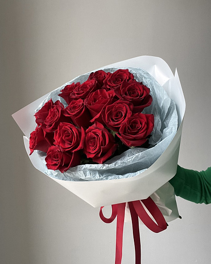 Bouquet of Red roses 15 pcs flowers delivered to Almaty