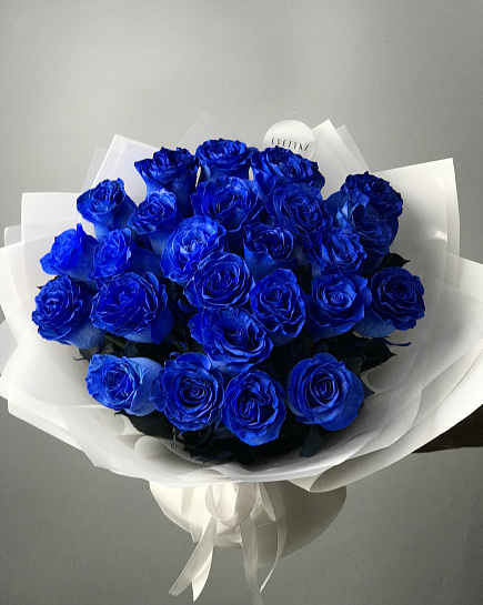 Bouquet of Monobouquet of Blue roses 25 pcs flowers delivered to Astana