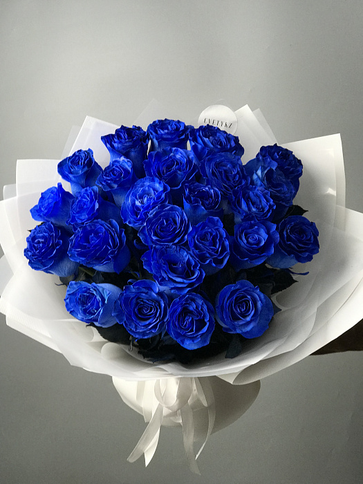 Monobouquet of Blue roses 25 pcs
