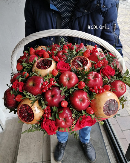 Bouquet of Composition Super red in the basket flowers delivered to Almaty
