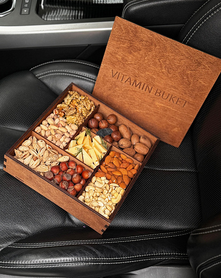 Bouquet of cheese box with nuts flowers delivered to Almaty