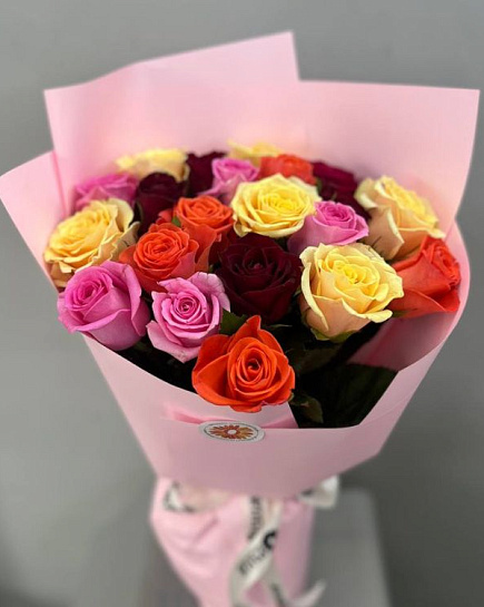 Bouquet of Mixed bouquet of 15 roses flowers delivered to Almaty