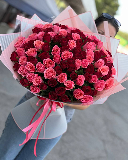 Bouquet of 101 rose mix flowers delivered to Almaty