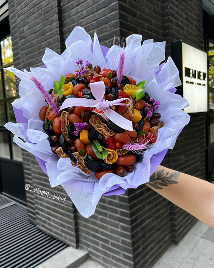 Bouquet of Dried fruit bouquet with a jar of honey. flowers delivered to Almaty