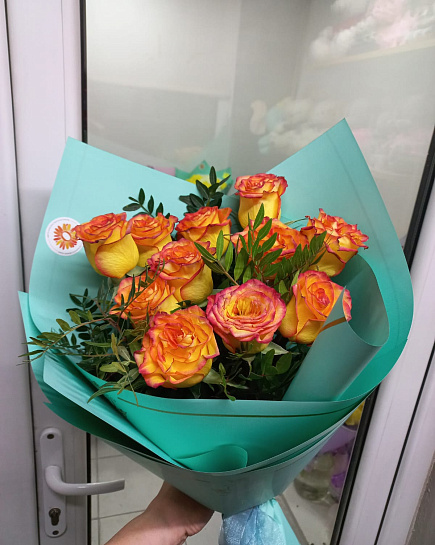 Bouquet of orange roses flowers delivered to Almaty