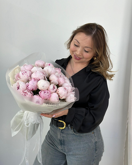 Bouquet of 23 peonies flowers delivered to Astana