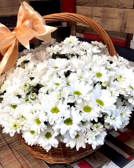 Bouquet of Chrysanthemum in a basket flowers delivered to Almaty